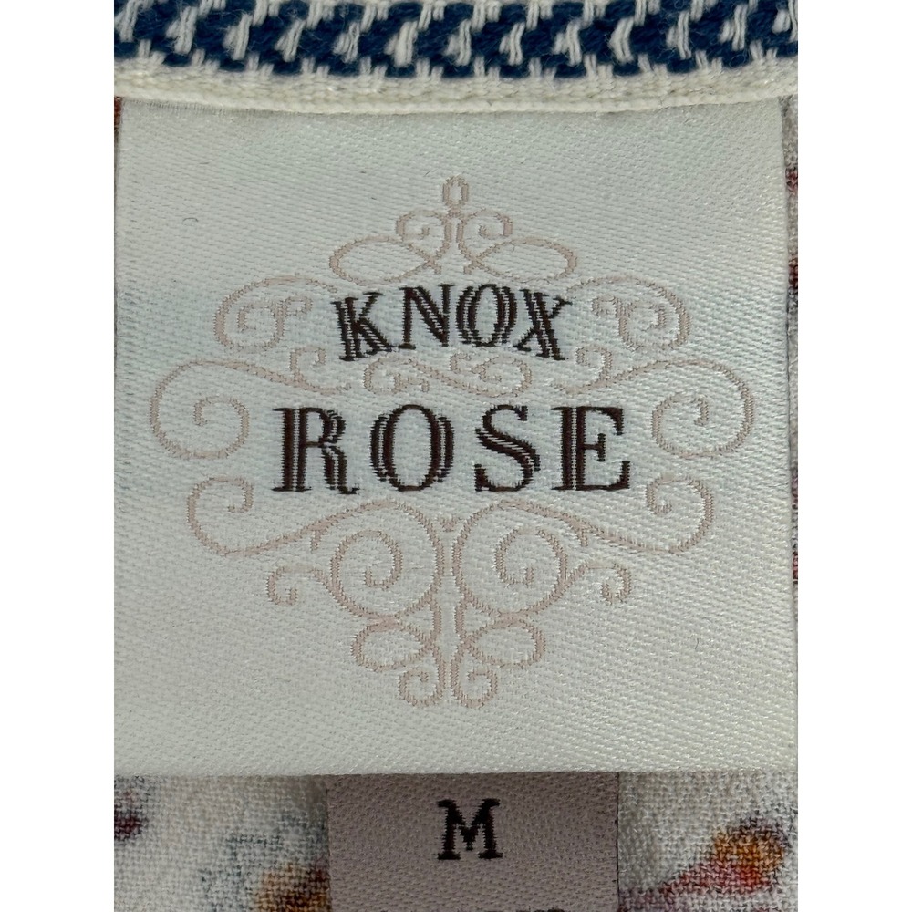 Knox Rose Womens Floral Babydoll Top Burgundy Pink V-Neck Short Sleeve Medium - Picture 7 of 9